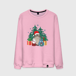 Свитшот хлопковый мужской New Year Totoro, цвет: светло-розовый