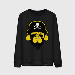 Свитшот хлопковый мужской Горилла пират, цвет: черный