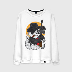 Свитшот хлопковый мужской Panda Gangster, цвет: белый