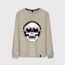 Свитшот хлопковый мужской Skull Music lover, цвет: миндальный