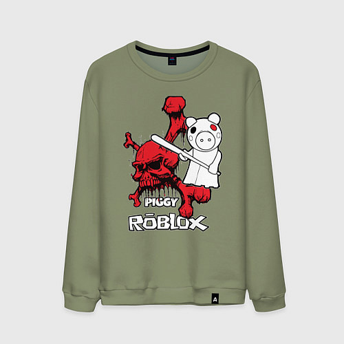 Мужской свитшот Свинка Пигги из Roblox / Авокадо – фото 1