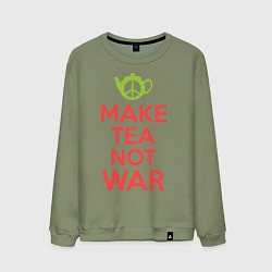 Свитшот хлопковый мужской Make tea not war, цвет: авокадо