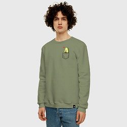 Свитшот хлопковый мужской Авокадо в кармане, цвет: авокадо — фото 2