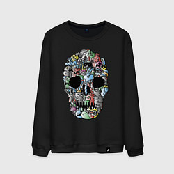 Свитшот хлопковый мужской Tosh Cool skull, цвет: черный