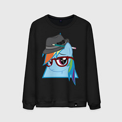 Свитшот хлопковый мужской Rainbow Dash hipster, цвет: черный