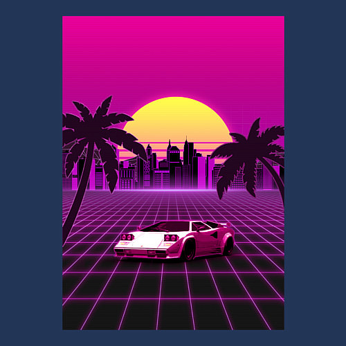 Мужской свитшот Ретро Закат / Тёмно-синий – фото 3