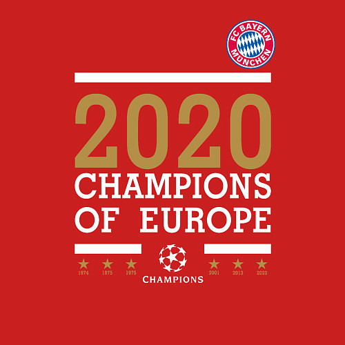 Мужской свитшот FC Bayern Munchen Champions of Europe 2020 / Красный – фото 3