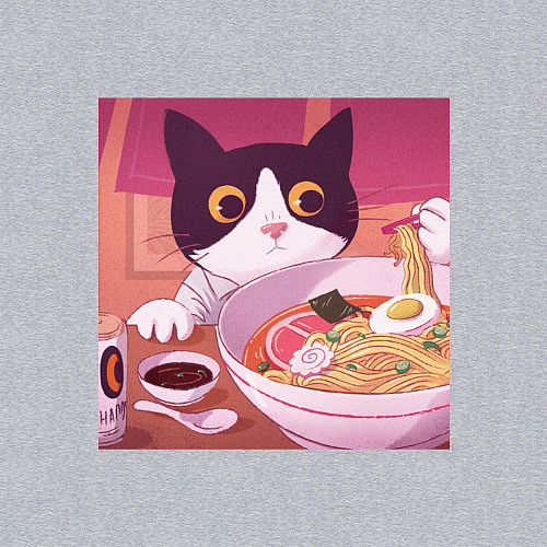 Мужской свитшот Кот и лапша / Меланж – фото 3