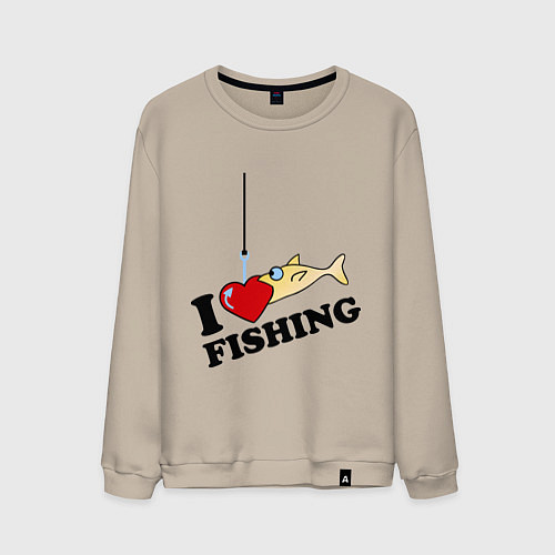 Мужской свитшот I love fishing / Миндальный – фото 1