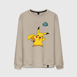 Свитшот хлопковый мужской Pokemon pikachu 1, цвет: миндальный