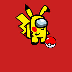 Свитшот хлопковый мужской Among us Pikachu and Pokeball, цвет: красный — фото 2