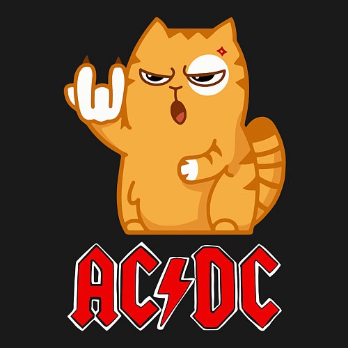 Мужской свитшот ACDC rock cat / Черный – фото 3