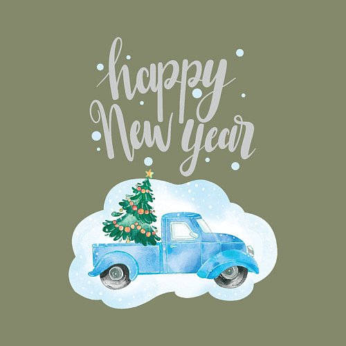 Мужской свитшот Новогодняя машина / Авокадо – фото 3