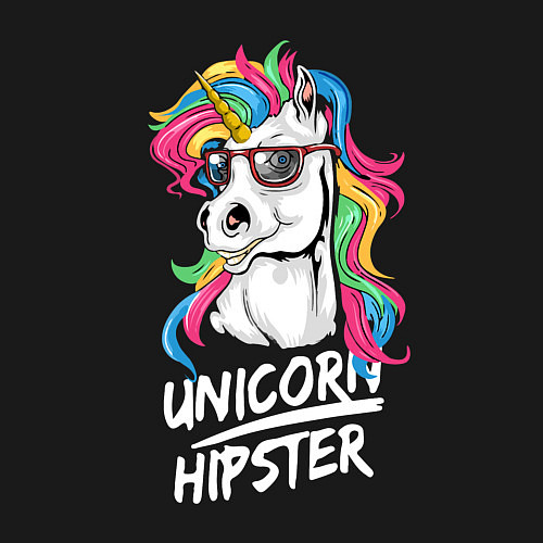 Мужской свитшот Unicorn hipster / Черный – фото 3