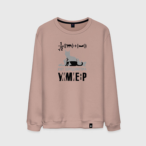 Мужской свитшот Кот Шредингера / Пыльно-розовый – фото 1