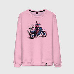 Свитшот хлопковый мужской Мотокросс, цвет: светло-розовый