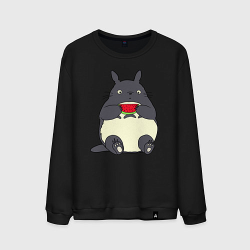 Мужской свитшот Тоторо и арбуз / Черный – фото 1