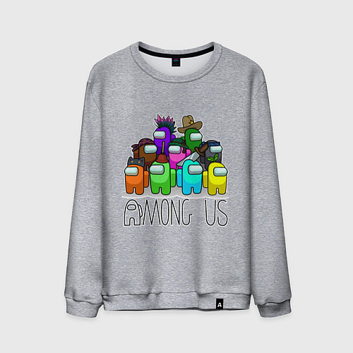 Мужской свитшот AMONG US - большая компания! / Меланж – фото 1