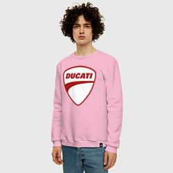 Свитшот хлопковый мужской Ducati Logo Дукати Лого Z, цвет: светло-розовый — фото 2