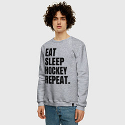 Свитшот хлопковый мужской EAT SLEEP HOCKEY REPEAT, цвет: меланж — фото 2