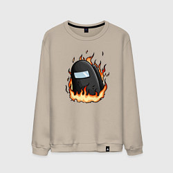 Свитшот хлопковый мужской Among Us fire, цвет: миндальный
