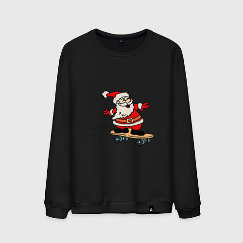 Мужской свитшот Санта на скейтборде / Черный – фото 1