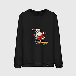 Свитшот хлопковый мужской Санта на скейтборде, цвет: черный