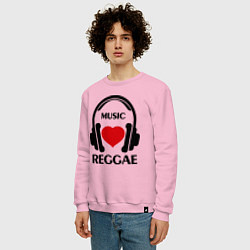 Свитшот хлопковый мужской Reggae Music is Love, цвет: светло-розовый — фото 2