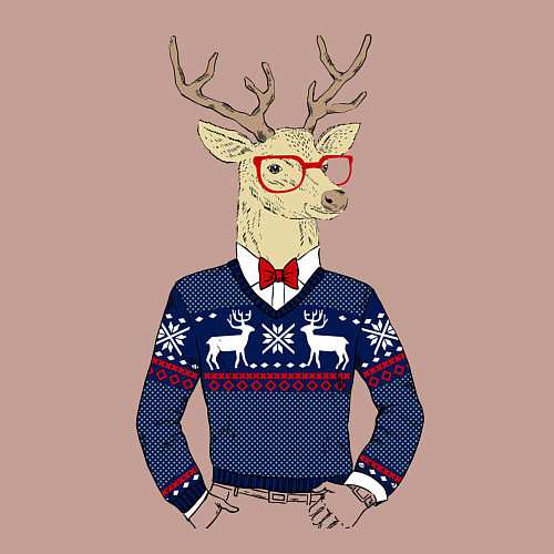 Мужской свитшот Hipster Deer / Пыльно-розовый – фото 3