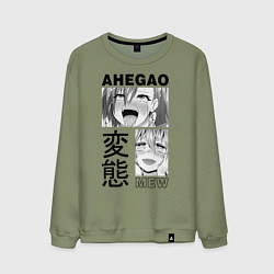 Свитшот хлопковый мужской Ahegao, цвет: авокадо