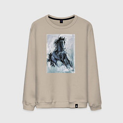 Свитшот хлопковый мужской Лошадь арт, цвет: миндальный