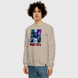 Свитшот хлопковый мужской Night City Nier: automata, цвет: миндальный — фото 2