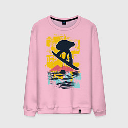 Свитшот хлопковый мужской Snowboarding, цвет: светло-розовый