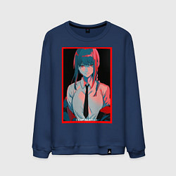 Свитшот хлопковый мужской Макима человек бензопила Red, цвет: тёмно-синий