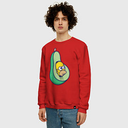 Свитшот хлопковый мужской Гомер авокадо, цвет: красный — фото 2
