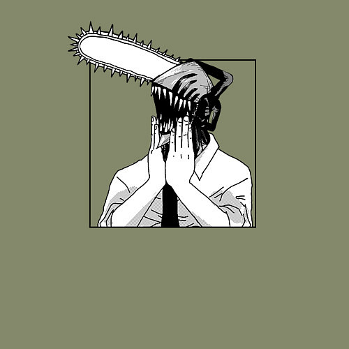 Мужской свитшот Человек Бензопила Дэнджи / Авокадо – фото 3