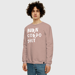 Свитшот хлопковый мужской BURN CORPO SHIT, цвет: пыльно-розовый — фото 2