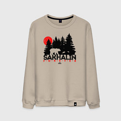 Свитшот хлопковый мужской Sakhalin forever, цвет: миндальный