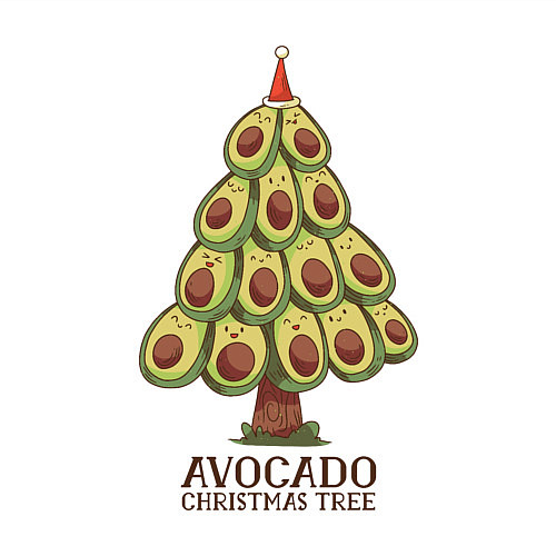 Мужской свитшот Avocado Christmas Tree / Белый – фото 3