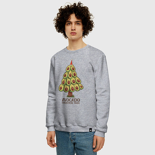 Мужской свитшот Avocado Christmas Tree / Меланж – фото 3