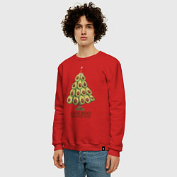Свитшот хлопковый мужской Avocado Christmas Tree, цвет: красный — фото 2