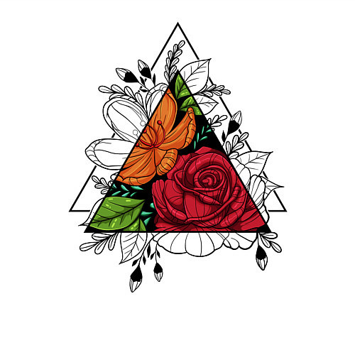 Мужской свитшот Flower tattoo / Белый – фото 3