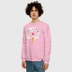 Свитшот хлопковый мужской Flowers ice cream, цвет: светло-розовый — фото 2