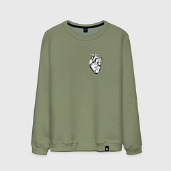 Свитшот хлопковый мужской Анатомическое сердце, цвет: авокадо