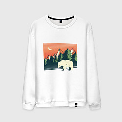 Мужской свитшот Белый медведь пейзаж с горами