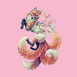 Свитшот хлопковый мужской Мифическая лиса, цвет: светло-розовый — фото 2