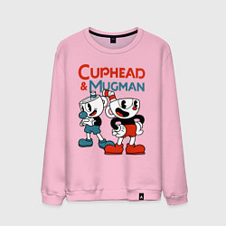 Свитшот хлопковый мужской Cuphead & Mugman, цвет: светло-розовый