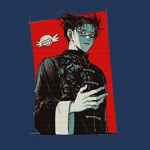 Мужской свитшот Чосо Магическая Битва Арт 03 / Тёмно-синий – фото 3