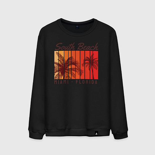 Мужской свитшот Майами - Флорида / Черный – фото 1