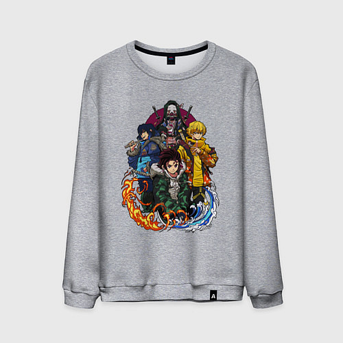 Мужской свитшот КЛИНОК, РАССЕКАЮЩИЙ ДЕМОНОВ / Меланж – фото 1